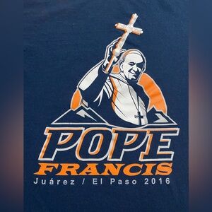Pope Francis Shirt Size Small Blue El Paso / Juarez Visit 2016 Catholic Vatican